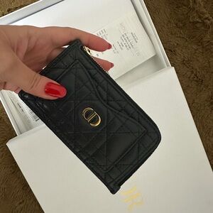 Dior Black Quilted Wallet with Gold Logo